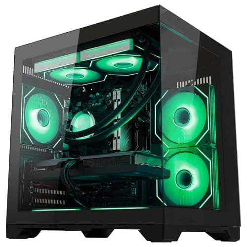 HELLOLAND Gaming PC | AMD Ryzen 7 7800X3D & RTX 5060 8GB | 32GB DDR5 6000MHz RAM | 2TB SSD | PSU 650W | WiFi & BT | 240mm Liquid Cooler & ARGB Fans with Software| Windows 11 | Black Desktop Computer — view 8