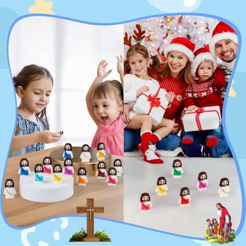 ajabavbd 40PCS Little Jesus Figures, 10 Color Tiny Jesus Figurines in Bulk, Mini Jesus Figure Religious Gifts, Christian Mothers Day Teacher Appreciation Gifts for Kids Women Mom (40PCS) — view 6