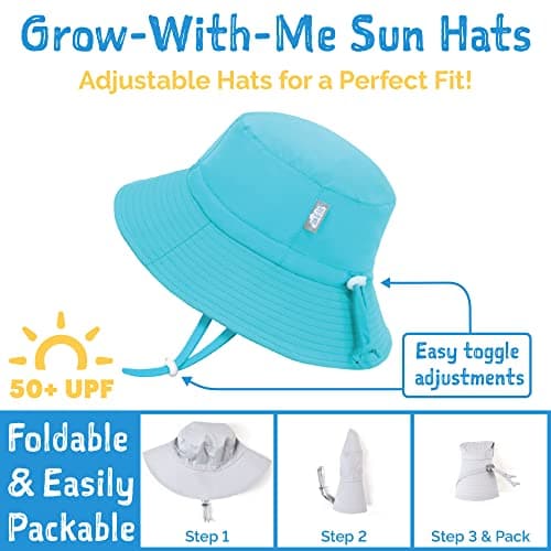 Jan & Jul Beach Toddler Boys Girls Bucket Sun-Hats with Strap, Adjustable (L: 2-5T, Shark) — view 2
