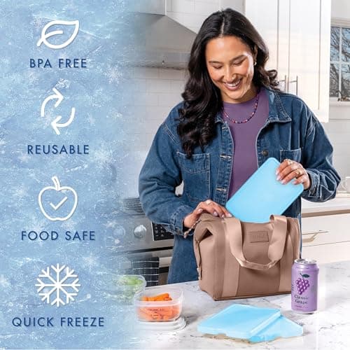 Cool Coolers by Fit & Fresh 4 Pack XL Slim Ice Packs, Quick Freeze Space Saving Reusable Ice Packs for Lunch Boxes or Coolers, Blue, 239ICE, 4 count (Pack of 1) — view 4