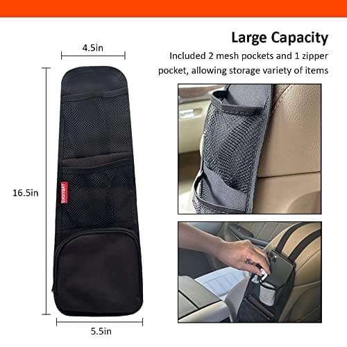 Luckybay Car Seat Side Organizer, Auto Seat Storage Hanging Bag, Phones, Drink, Stuff Holder with Mesh Pocket for Cars, SUV & Truck 2 Pack — view 3