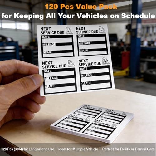 Static Cling Oil Change Stickers for Windshield, 120 Pcs 2x2 Inches No Glue No Residue Clear Next Service Due Reminder Labels for Car Window, Upgraded Transparent Removable Auto Maintenance Sticker — view 4
