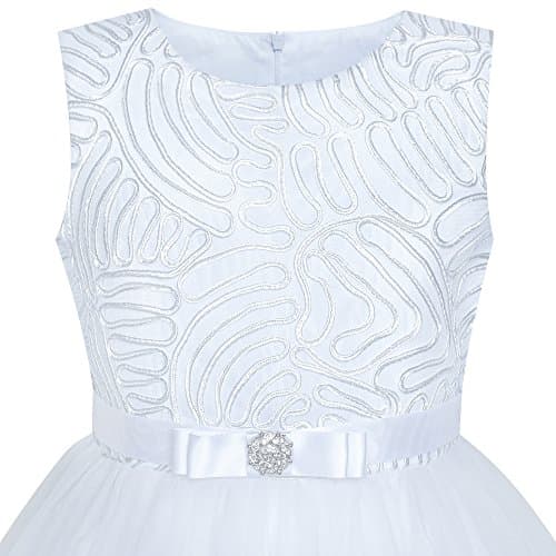 Sunny Fashion Flower Girl Dress White Wedding Party Bridesmaid Dress Size 12 Years