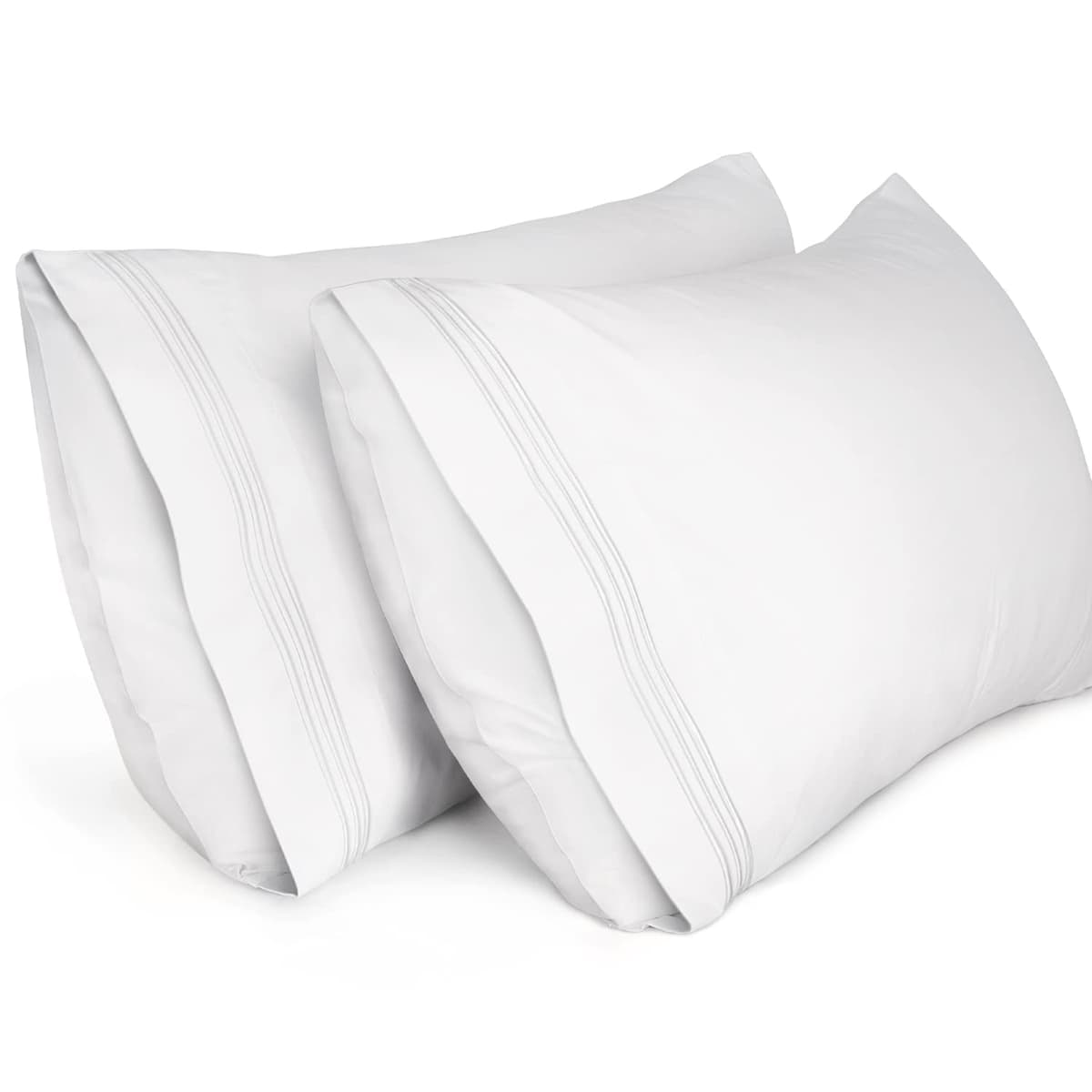 Lirex 2-Pack Fundas de Almohada 1800 hilos, Fundas de Almohada de Microfibra Suave Cepillada, Transpirables sin Arrugas y Lavables a Máquina (50x70 cm, Blanco)