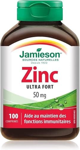 Jamieson Ultra Strength Zinc 50 mg, Supports Immune Health, Tissue Formation, and Healthy Skin. Vegetarian, Non-GMO, Gluten-Free, 100 Tablets, Proudly Canadian — view 3