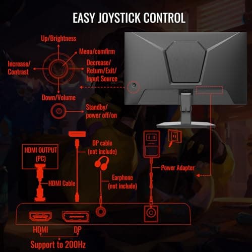 SANSUI Gaming Monitor, 24 Inch 180Hz, FHD 1080P 1ms 110% sRGB Computer Monitor, HDMI DP Ports VESA Support for Game Office (HDMI Cable Included) — view 5