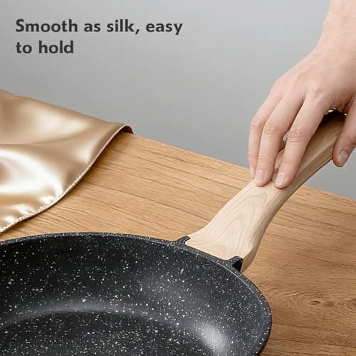 Roomena 8 inch Nonstick Frying Pan Skillet, Non Stick Granite Fry Pans, Omelette Pan, Egg Frying Pan with Heat-Resistant Handle, Requires Installation, PFOA Free Chef's Pan, Induction Compatible — view 3