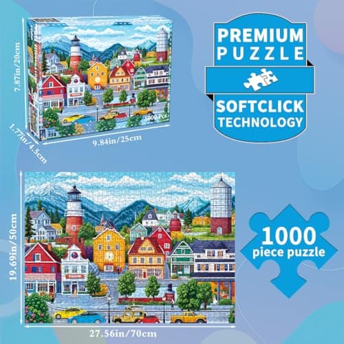 Jigsaw Puzzles for Adults 1000 Piece Puzzle for Adults 1000 Pieces Puzzle 1000 Pieces-Comfortable Small Town Living — view 2