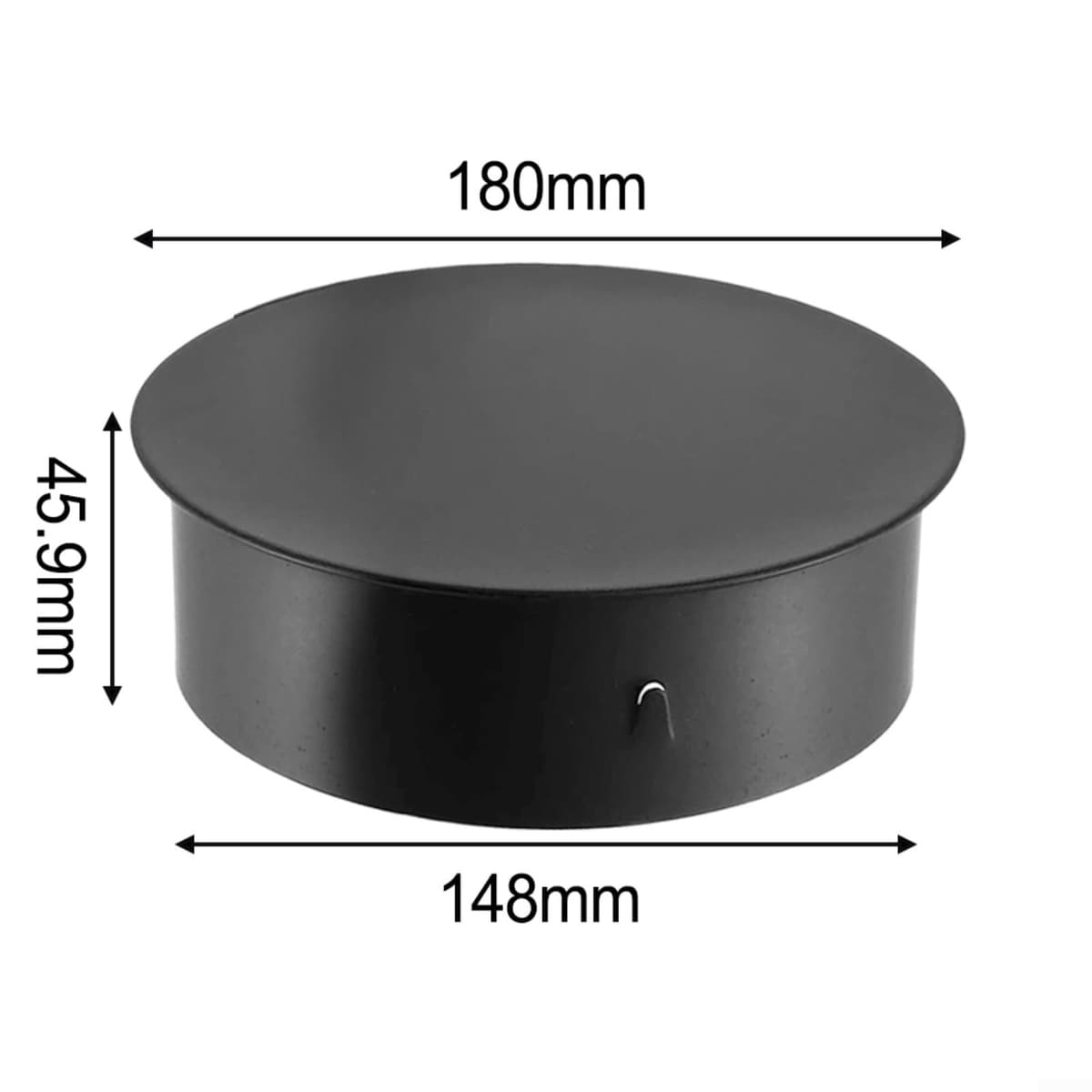 Tapa de chimenea de acero inoxidable negro con diseño de tapa plana, cubierta de orificio de chimenea de alineación suave, accesorios de chimenea (160 mm) — view 3