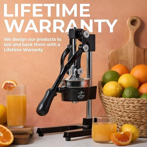 Zulay Kitchen Cast Iron Juicer - Manual Citrus Press and Lemon Squeezer - Premium Quality Heavy Duty Manual Juicer for Orange Juice and Lime Squeezer, Black — view 5