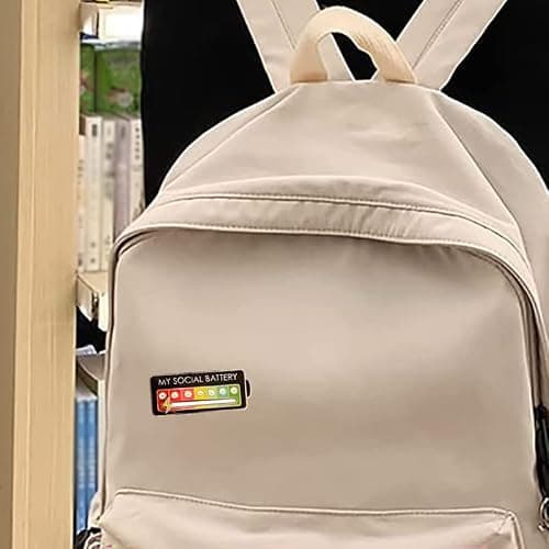 2Pcs Social Battery Pins, 7 Days Mood Enamel Pin, Funny Social Battery Interactive Enamel Pins for Clothing Backpack Hat Decoration (4 PCS)