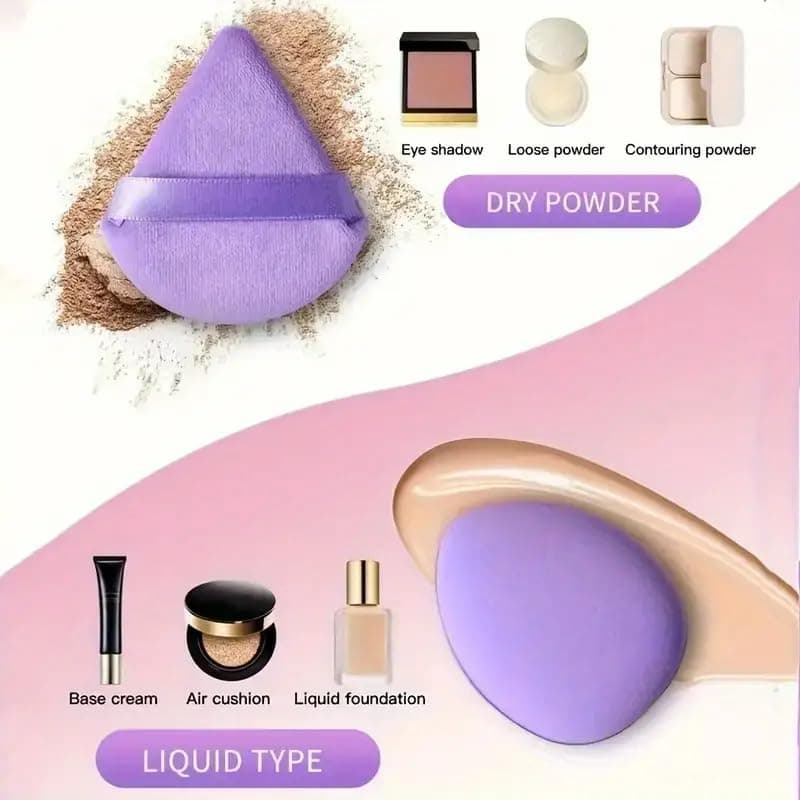 12-Piece All-Purpose Makeup Sponge Puff Set, includes3 Powder Puffs,3 Mini Air Cushion Puffs, 3 BeautyBlenders & 3 Mini Beauty Blenders, Pink — view 3