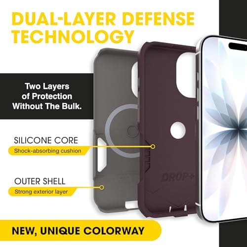 OtterBox iPhone 17 (Only) – Commuter Series Case – Built-in MagSafe – Thin, Dual-Layer, Pocket-Friendly, Port Cover – 50 Shades of Kinda Purple