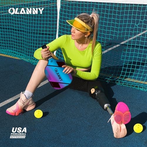 OLANNY Graphite Pickleball Paddles 4 Pack - Premium Rackets Fiber Face & Polymer Honeycomb Core Pickleball Set Includes 4 Pickleball Paddles + Balls+1 Bag (Gradient Pickleball Paddles) — view 5