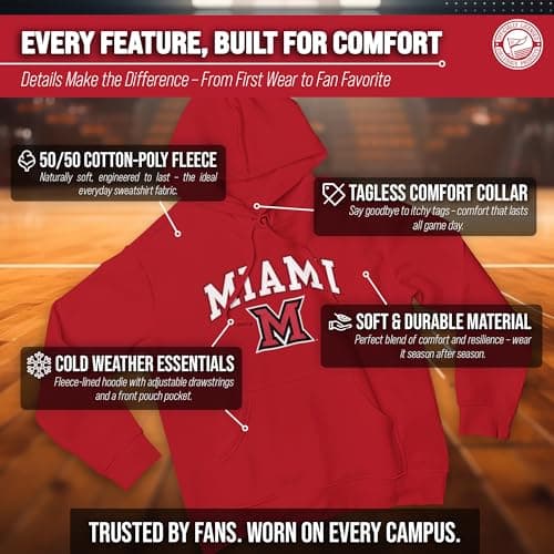 Campus Colors Miami (OH) Redhawks Arch & Logo Gameday Hoodie - Red Medium — view 2