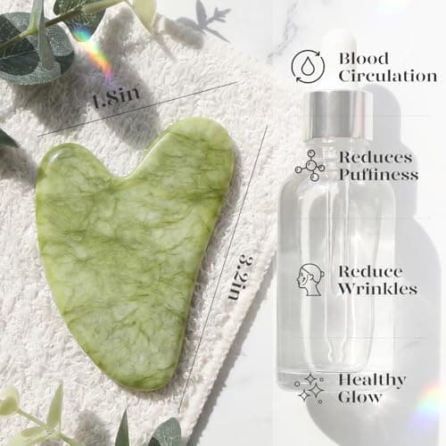BAIMEI Gua Sha Facial Tool for Self Care, Massager Tool for Face and Body, Manual Back Massagers,Made of Xiuyan Jade, Relieve Tensions and Reduce Puffiness-Green — view 3