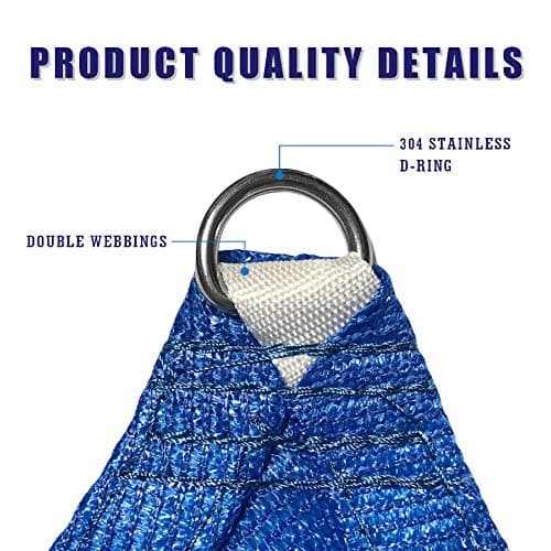HOMA 20' x 20' Blue Rectangle Sun Shade Sail Canopy, 95% UV Blockage Awning Shelter Fabric Cloth Screen for Patio Outdoor Backyard - Heavy Duty Commercial Grade (Custom Size - Made in USA) — view 3