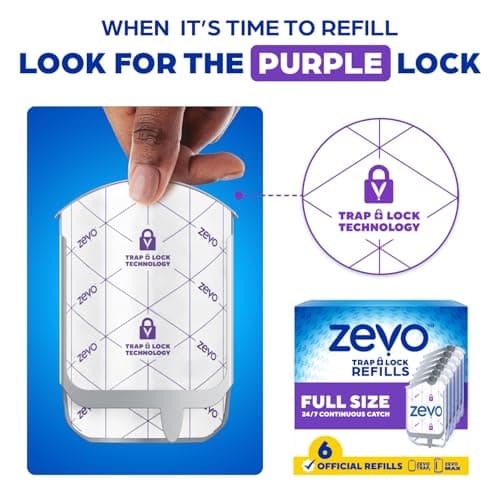Zevo Flying Insect Trap Official Refill Cartridges - Fits Zevo Trap and MAX Indoor Fly Trap, Trap+Lock Technology Fly Trap Refill for Gnats, House Flies & Fruit Flies (6 Official Refill Cartridges) — view 8