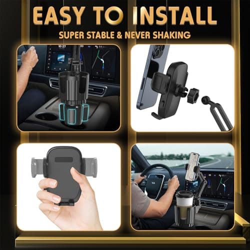 bokilino Phone Holders for Your Car, 2 in 1 Universal Cup Holder Expander Adjustable Base with Phone Mount, Long Arm with 360°Rotation Cup Holder Phones Mount for Car Compatible with All Smartphones — view 5