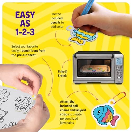 Dan&Darci Shrink Art Craft Kit for Girls and Boys Ages 6-12 - Shrink Magic Charm Making Kit with 30 Pre-Cut Shrink Plastic Templates - Kids Craft Birthday Gift for 7 8 9 10 Year Olds — view 5