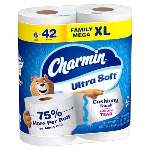 Charmin Ultra Soft Cushiony Touch Toilet Paper, 6 Family Mega XL Rolls = 42 Regular Rolls — view 9