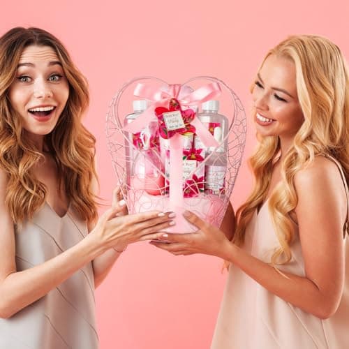 Spa Basket Gift for Women, Lily & Peony Home Shower Bath Kit, Personal Care Gift Set, Coconut & Honey Almond Beauty, Home Bath Pampering Luxury Bath and Body Home Spa Kit, Mother's Day Gifts for Mom — view 7