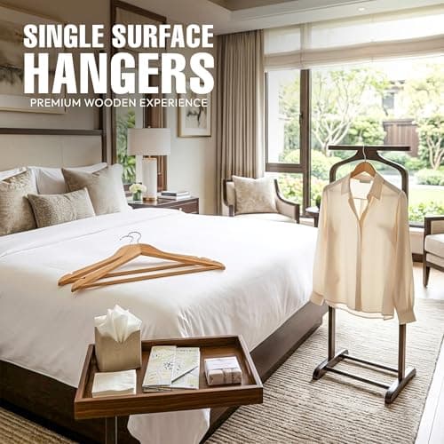 Utopia Home Premium Wooden Hangers 20 Pack - Heavy Duty & Durable Coat Hanger - Wood Hanger with 360-Degree Rotatable Hook - Clothes Hangers with Non-Slip Shoulder Notches For Shirts & Coats (Natural)