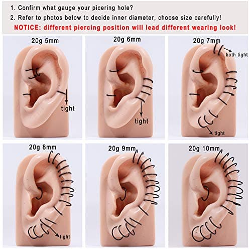 Black Cartilage Earring Hoop Tragus Earrings Women 16 Gauge 7mm Nose Rings — view 4