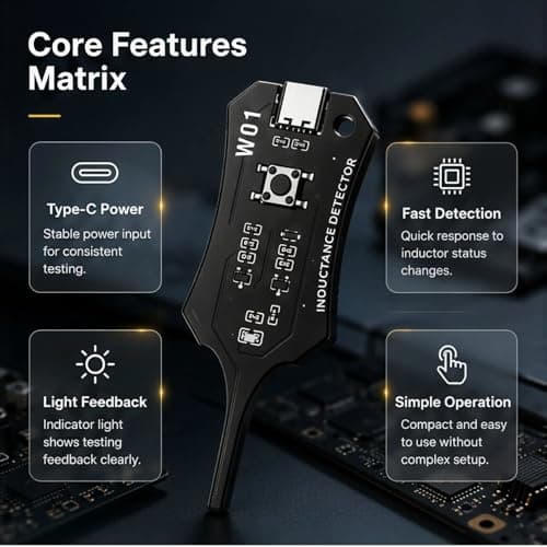 Type-C Inductor Tester, Coil Detection Tool for Circuit Board Repair, Electromagnetic Inductance Tester for Phone and PC Motherboard Troubleshooting — view 2