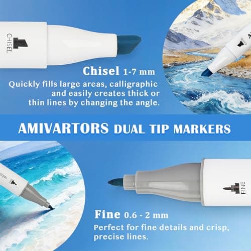 80 Colors Alcohol Markers Dual Tip Set, Chisel & Fine, 2.8g High Ink Capacity, Easy Blending Art Markers for Artists, Adults Coloring, Sketching, Drawing, Illustration & Painting with Carrying Case — view 4