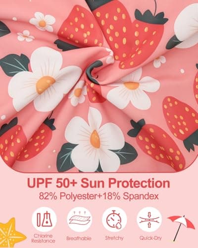 babygoal Baby Toddler One Piece Rash Guard UPF 50+ Sun Protection Full Body Bathing Suit Swimsuit Long Sleeve Zipper for Boys Girls YZFH03-12-18M-CA Strawberry — view 2