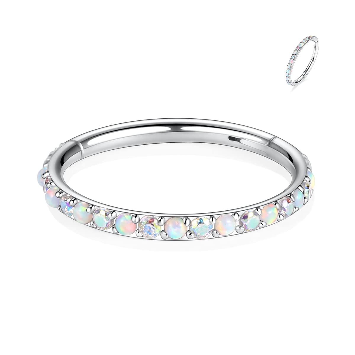 hengkaixuan CZ/Opal Nose Rings Conch Jewellery Septum Clicker 316L Surgical Steel Segment Ring Helix Cartilage Earrings Hoop Daith Tragus Rook Piercing Jewellery — view 50