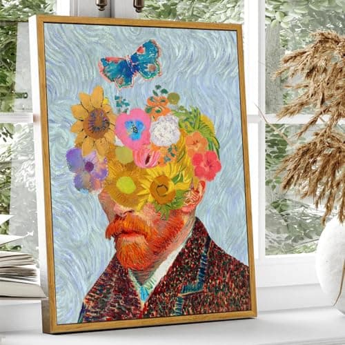 KBKBART Gold Framed Van Gogh Wall Art, Vintage Abstract Wheat Field with Cypress Canvas Impressionist Oil Painting, Farmhouse Country Landscape Wall Decor, Van Gogh Poster Art Prints for Bedroom — view 3