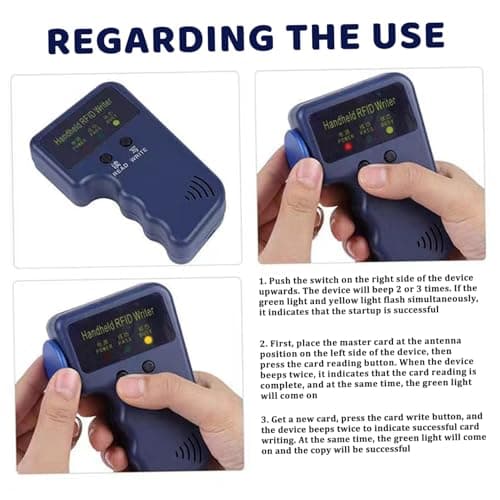 RFID Reader Writer Set 125KHz Proximity ID Duplicator Handheld RFID Writer with 5 Writable Key Fobs, Not Include Battery, Reader Duplicator — view 2