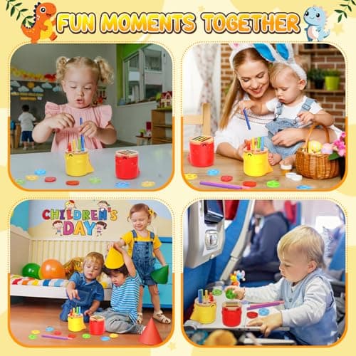Montessori Toys for 1 2 3 Year Old Boys Girls: Wooden Colour Sorting & Stacking Cups Gifts for 2-3-4 Year Old Kids Learning Fine Motor Skills Educational Sensory Toys for Toddler Birthday Gifts — view 4