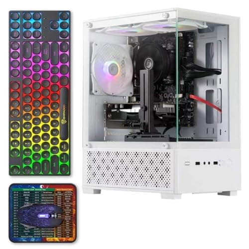 ZER-LON Gaming PC Desktop Computer, Intel Core I7 up to 3.9GHz, RX 590 8G GDDR5, 16G RAM, 512GB SSD, WiFi, Prebuilt Gaming PC Tower Computer for Game Design and Office