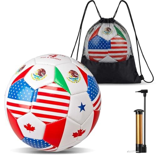 Leitee 2 Pack Size 4 World Flag Soccer Ball 2026 Country Flag Training Soccer Ball with Pump Needles and Storage Bag for Adult Team Practice Club Events Sports Party Gifts