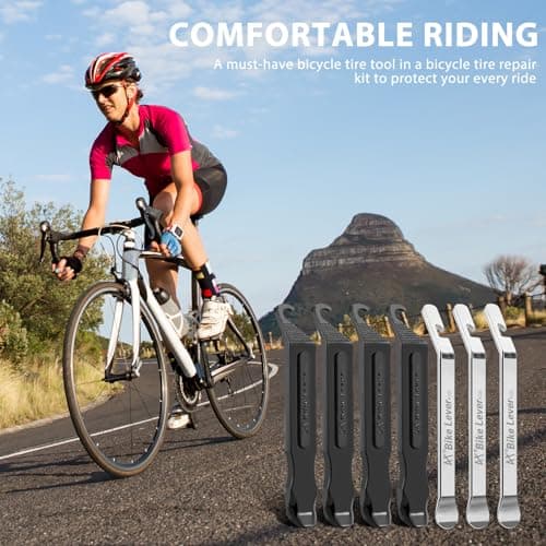 Tragoods Bike Tire Levers - Ultra Strong PC Plastic Bicycle Tire Removal Changing Tool and Stainless Steel Levers for Road or Mountain Bike Tires - Set of 7 — view 5