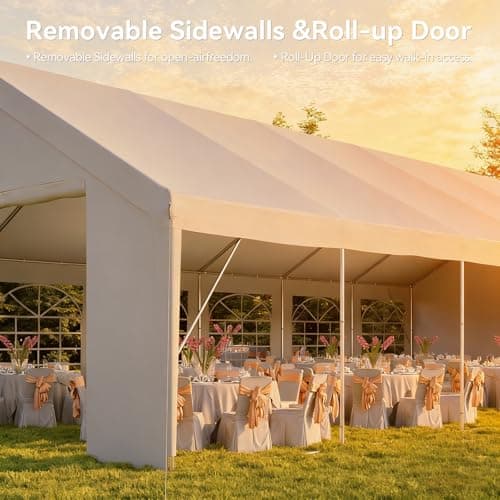 Aoxun 20x40 Party Tent Canopy for Weddings Waterproof Event Tent with Removable Sidewalls &Roll-up Door, Heavy-Duty Steel Frame for Outdoor Weddings, BBQ, Birthday Parties, & Camping,White — view 5