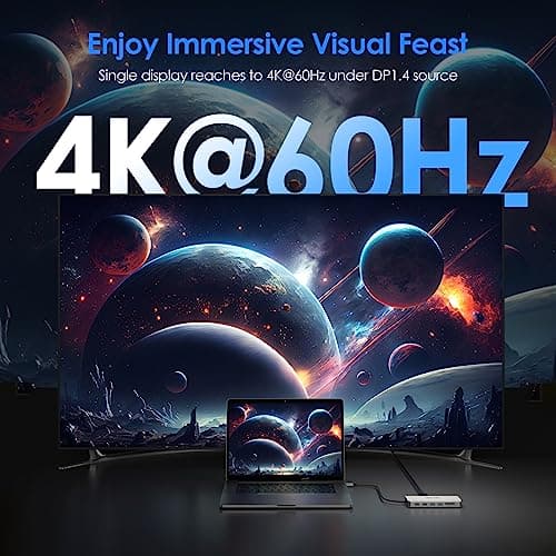 Laptop Docking Station,12 in 1 Triple Display USB C Hub for Windows with Dual DP, HDMI, 100W PD in, Gigabit Ethernet, USB3.0/2.0 Ports, SD/TF Card Reader, Mic/Audio for Lenovo HP Dell — view 2