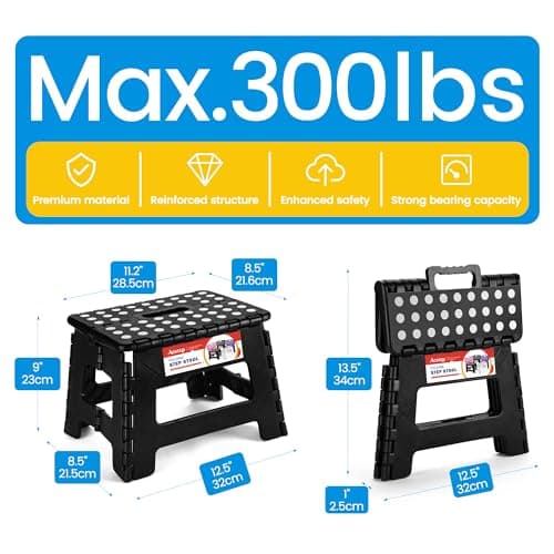 ACSTEP Folding Step Stool 9 Inch, Non-Slip Foldable Stools for Kids, Black — view 3