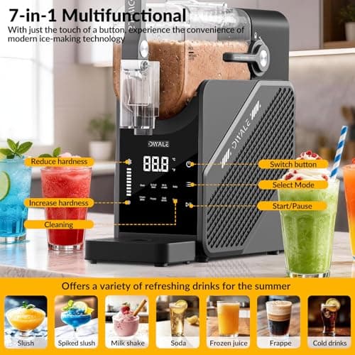 Slushy Machine 88 oz, 7-in-1 Slushie Machine for Home, Professional Frozen Drink Maker with LED Display, Auto-Clean, No Ice Needed, for Frozen Drinks & Desserts, for Home & Parties — view 2