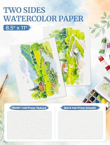 30 Sheets Watercolor Paper 8.5 x 11, Cold Press Watercolor Paper Bulk, 110 LB/230 GSM Water Color Paper Pad 8.5 x 11, Watercolor Supplies for Kids Adults, Paint Paper for Sketching, Acrylic, Gouache — view 2