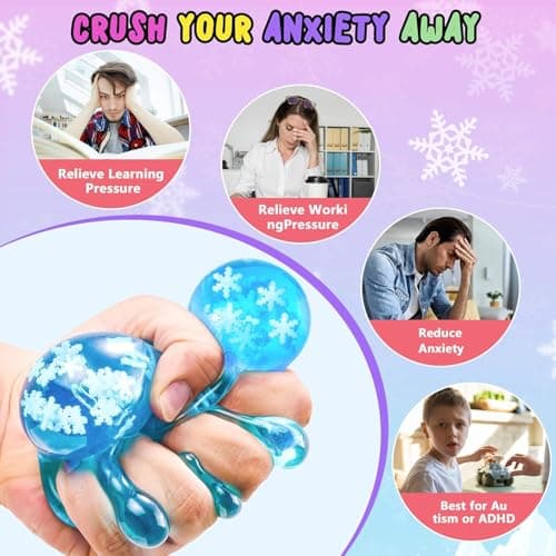 Squishy Fidget Toys Stress Cube - Squeeze Toys Stress Balls for Adults Slow Rising Squishies Glow in The Dark Snowflakes Sugar Sensory Toys for Kids with Autism Fidgets for Classroom Prize Toys — view 4