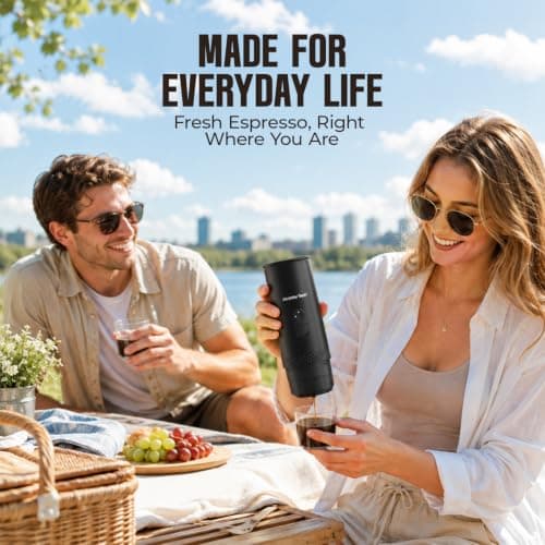 Portable Electric Espresso Machine, Mini Self-Heating Travel Coffee Maker for Ground Coffee & NS Capsules, Ideal for Camping, RV, Hiking & Office — view 5