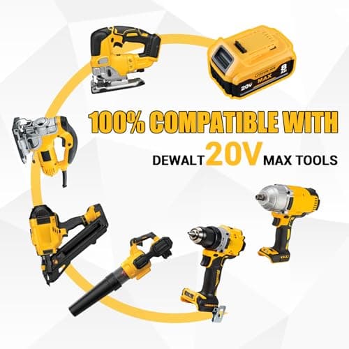 DCB200 8.0Ah 2-Pack Replacement for Dewalt 20V Max Battery DCB201 DCB203 DCB204 DCB206 DCB207 DCB208 with LED Indicator, Compatible with Dewalt 20V Cordless Power Tools and Chargers — view 4