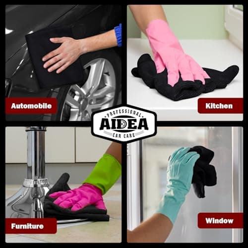 AIDEA Microfiber Cleaning Cloth Black 20PK, Microfiber Towels for Cars, Premium Car Cloth, Dusting Cloth Lint Free Cleaning Rags for SUVs, House, Kitchen, Window, Workshops,12×12" — view 4