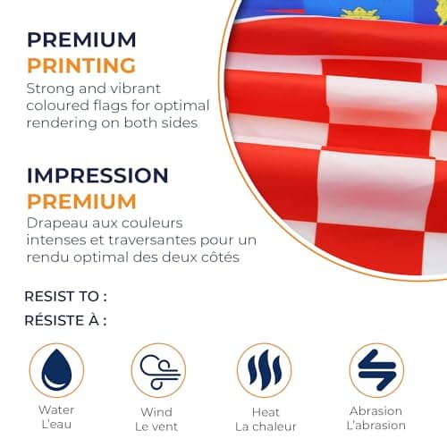 AZ FLAG - Croatia Flag - 90x60 Cm - 100D Polyester Croatian Banner With Two Metal Grommets - Fade Resistant - Vivid Colors - 2' x 3' Feet - 2x3 Ft — view 2