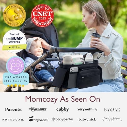 Momcozy Universal Stroller Organizer with Insulated Cup Holder Detachable Phone Bag & Shoulder Strap, Fits for Stroller Like Uppababy, Baby Jogger, Britax, BOB, Umbrella and Pet Stroller — view 5