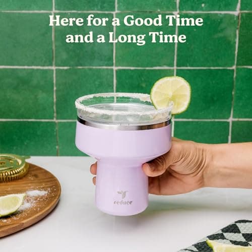 REDUCE Saltini 16 oz Cocktail Tumbler - Insulated Margarita Tumbler with Lid - Keeps Drinks Cold for 10 Hours - 360 Sippable Martini Glass Alternative - Shatterproof, Perfect for Parties - Daiquiri — view 4